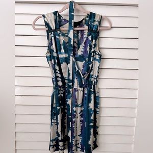 MetroPark blue and purple mini dress with zipper detail